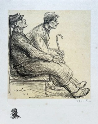 STEINLEN Théophile Alexandre (1859 - 1923) - "Convalescents". 1915. - Photo 1/2