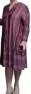 Vestido recto New Directions cómodo color frambuesa XL cachemira hasta la rodilla Foto 1 de 4