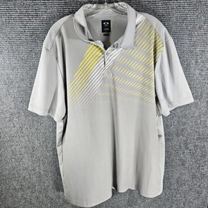 OAKLEY Gray & Yellow Golf Polo Men's Size XXL Polyester Short Sleeve Logo - Picture 1 of 6