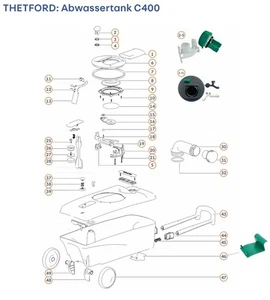 Junta de mecanismo - adecuada para tanque de heces Thetford C250, C260, C400, C500 - Imagen 1 de 3