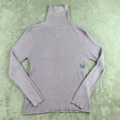 Suéter Joseph A Mujer Grande Lavanda Metálico Mezcla Seda Acanalado Cuello Tortuga Foto 1 de 4