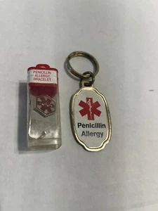 - Medic Alert Penicillin Allergy Bracelet And Key Chain Free Shipping - Picture 1 of 4