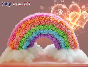 Artificial Floral Rose Rainbow Decor Valentine's Day Gift for Girlfriend Wife - Picture 1 of 10