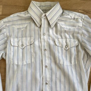 Vintage 70s Western Button Up Men’s Large Mother Of Pearl Striped - Picture 1 of 15