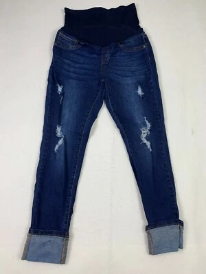 Maternity Jeans Women's Large Blue Savvy Slightly Used Cuff Blue Pregnancy - Image 1 of 4