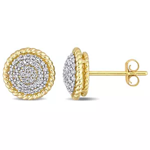 Amour 10K 2-Tone Gold 1/3 CT TW Diamond Stud Earrings - Picture 1 of 5