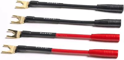 Spade Plug to Female Banana Jack Adapter Cable, 4Mm Banana Jack Female  - Image 1 of 4