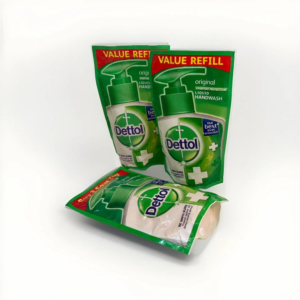 Bolsa de recarga de lavado de manos Dettol Skincare paquete de 3 jabón líquido original = 425 ml Foto 1 de 4