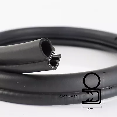 30Feet Car Door Rubber Seal Strip Trim Seal with Side Bulb Soundproofing Guard - Image 1 of 4