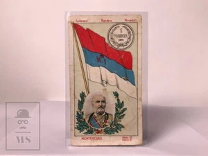 Antique Imperial Chocolate Card – Montenegro Flag, Coin & King Nicolas I - Picture 1 of 2