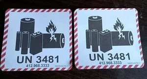 2 Lithium Ion Battery Shipping UN 3481 Sticker Labels - Picture 1 of 2