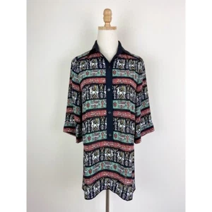 Tokyo Eve Vintage 70's Tribal Print Tunic Blouse - Picture 1 of 12