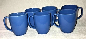 Vintage Lot  of 6 Corelle Stoneware Blue 12oz Mugs Cups Coffee Set MCM - Picture 1 of 5