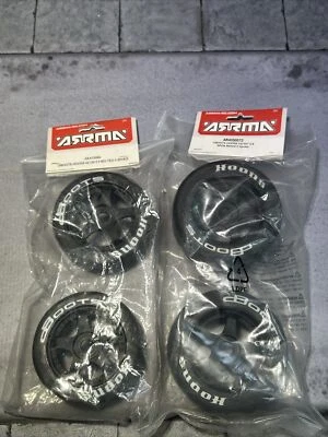 4 Arrma RC dBoots 5 Spoke Hoons Belted TIRE 17mm Felony Front And Rear Set White - Image 1 of 4