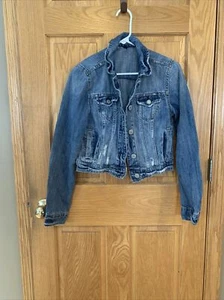American Eagle Jean Jacket womens medium distressed cotton Very Short. med / sm - Picture 1 of 10