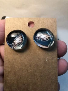 philadelphia eagles earrings men or women’s studs glass cabochon gems - Picture 1 of 3