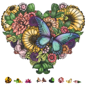 Wooden Jigsaw Puzzle for Adults by ZenChalet - 200 Pieces - Flower Heart - Picture 1 of 7