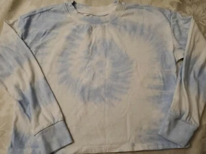 Gap Kids Teen Boxy 100% Organic Cotton Blue/White Tie-Dye Tshirt Size M - Picture 1 of 4