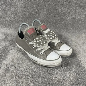 CONVERSE All-Star Gray Polka Dot Lined Double Tongue Women’s Sz 6 Low-Top Shoes - Picture 1 of 12