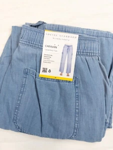 Sanctuary Cargo Pants Women Medium Blue Wide Leg Comfort Stretch Drawstring New - Picture 1 of 9