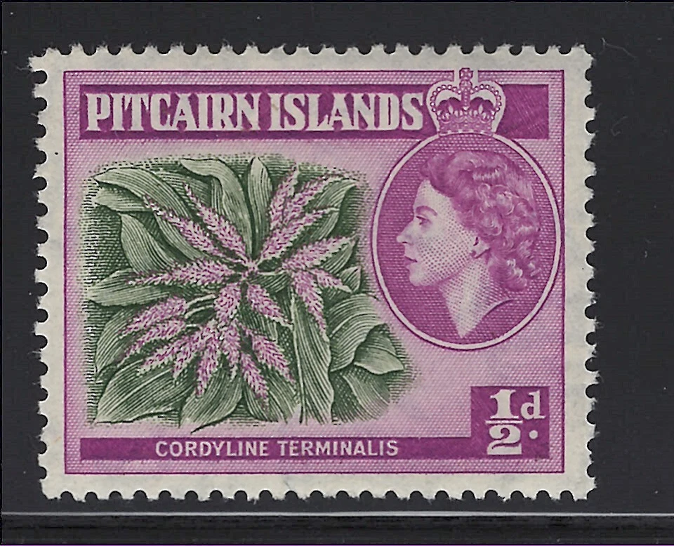 Pitcairn Islands Scott # 20 MH único QEII y plantas locales Foto 1 de 1