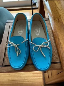Tod’s turquoise leather Gommino driving shoes 36.5cm in good condition - Picture 1 of 5