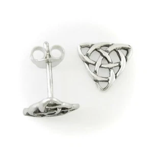 Celtic Triquetra 10mm Post Earrings in '925' Sterling Silver - NEW! - Picture 1 of 7