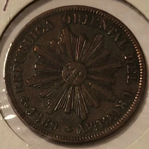 Uruguay 1869 A 1 Centesimo Coin - Picture 1 of 2