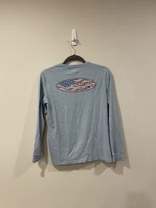 Vineyard Vines Boys Blue Long Sleeve USA Surf Logo Pocket T-Shirt size 16 - Picture 1 of 6