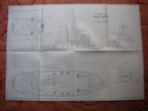 Model Boats plan of Archer a 1:50 scale 1930's steam tug LOA 22" beam 9"