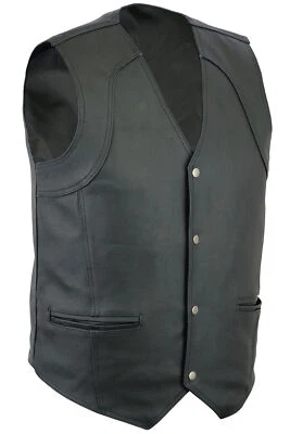 Quality Genuine Leather Waistcoat Motorbike Biker Mens Motorcycle Vest Casual - Image 1 of 4