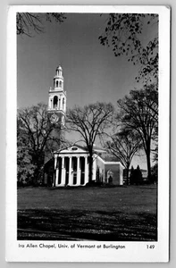 Ira Allen Chapel University of Vermont Burlington RPPC c1954 Postcard - Picture 1 of 2