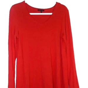EILEEN FISHER Stretch Rayon Trikot Oberteil Rundhalsausschnitt asymmetrisch langärmelig M - Bild 1 von 8