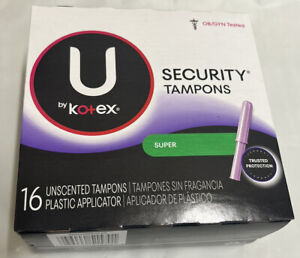 U by Kotex Security Tampon Super Absorbency Feminine Unscented 1 Box -16 Count
