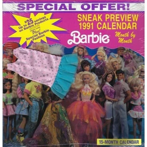 Barbie 1991 Sneak Preview 15 Month Calendar with BONUS Dress - Picture 1 of 3