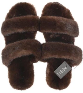 NUEVO YSL SAINT LAURENT CHOCOLATE MARRÓN VISÓN ZAPATILLAS SANDALIAS ZAPATOS 43/US 10 - Imagen 1 de 7