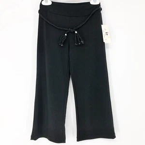 Iz Byer Girls Size 5 Silky Stretch Black Palazzo Gaucho Cropped Pants NWT - Picture 1 of 4