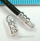 4x STERLING SILVER 2mm LEATHER CORD CRIMP END CAP #1262