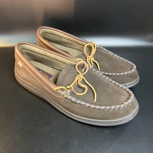 LB Evans Zapatos Para Hombre Talla 14 Marrón Gamuza Mocasín Zapatillas Cuero Forrado Comodidad - Imagen 1 de 8