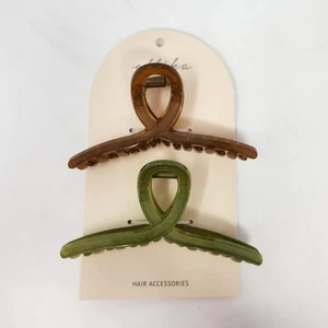  Ettika Krallenspangen Haarschmuck 2er Set braun und grün - Bild 1 von 6