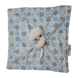 Coperte & Oltre Gufo Blu Lovey Coperta di Sicurezza Peluche Ciuccio Bambino Anello - Foto 1 di 6