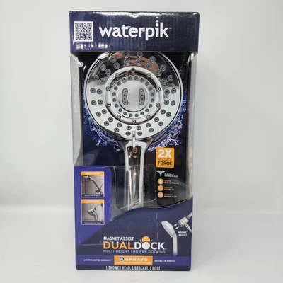 Cabezal de ducha portátil Waterpik 8-Spray Magnet DualDock multi-altura en cromo Foto 1 de 4