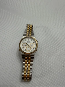 Reloj Vintage Seiko Cronógrafo 7A38-7289 1/10 Sec Dos Tonos Necesita Batería - Imagen 1 de 5