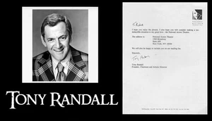 TONY RANDALL - Auténtica carta firmada con autógrafo TLS - La extraña pareja 1970-1975 - Imagen 1 de 4