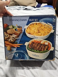 Juego de cacerola cubierta vintage Corning Ware Duet de 2 1/2 cuartos y sartén cubierta de 10" - Imagen 1 de 6