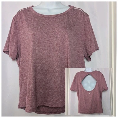 Spyder 女式短袖活动 T 恤上衣锁眼镂空背面反光 XL — 第 1/4 张图片