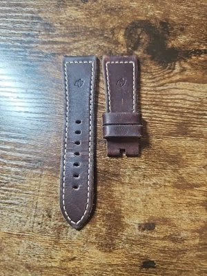 Panerai 27/22mm OEM Dark Brown Raw Cut Leather Strap For Tang Ardillon Buckle  - Image 1 of 4