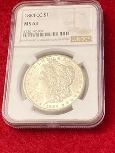 SCARCE 1884 CC SILVER DOLLAR NGC MS 63 A NICE BRIGHT COIN - Picture 1 of 2