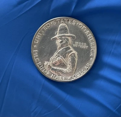 1920 Pilgrim SILVER Commemorative Half Dollar, Solid Gem BU 🔥🔥 - Image 1 of 4