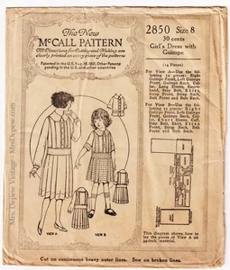 Vintage Sewing Pattern 1920s Girl's Dress Guimpe Blouse Size 8 Years McCall 2850 - Picture 1 of 6